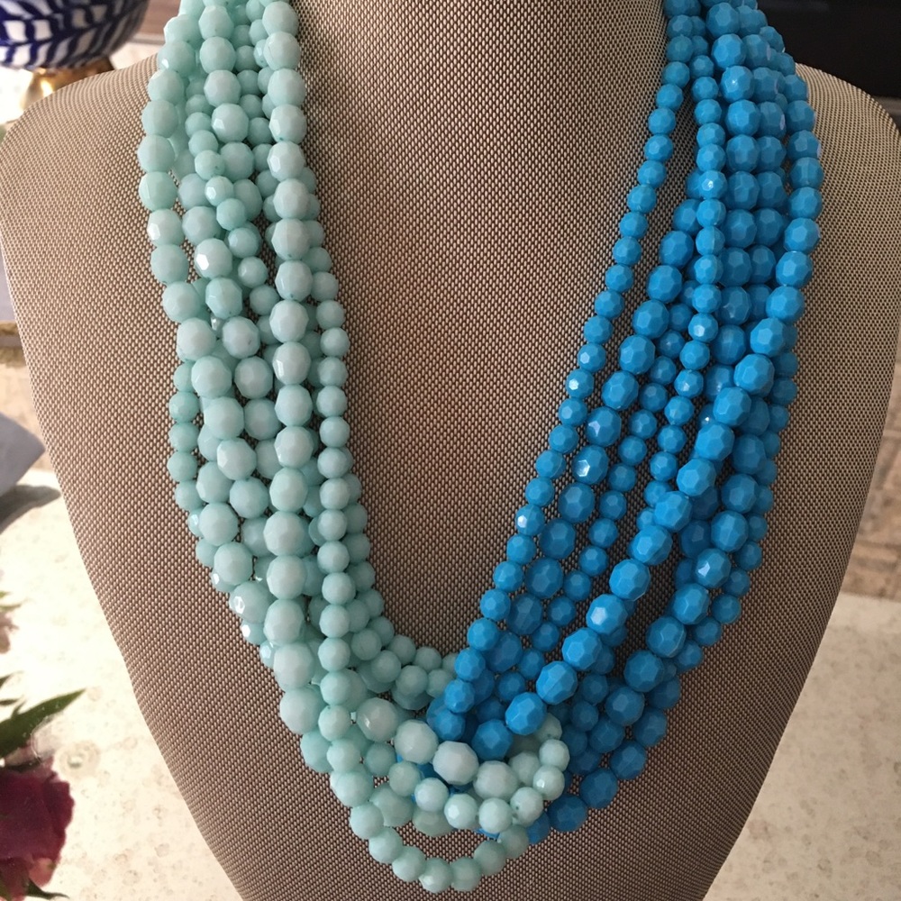 Anthropologie Beaded Twist necklace in blue